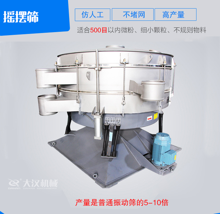 搖擺篩仿人工篩分原理，操作方便，不堵網(wǎng)。