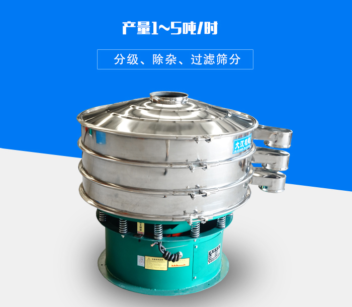 旋振篩可用于處理粉末、顆粒、液體，產量可達5噸/時
